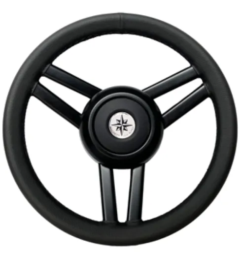 3-Doppelspeichen-Edelstahl-Lenkrad Typ Ghost, Schwarz, Ø=350mm