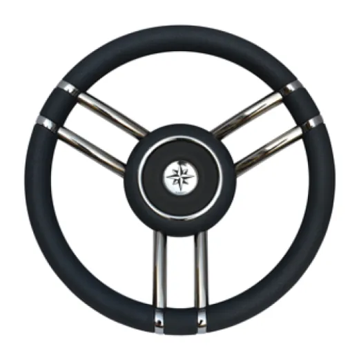 3-Doppelspeichen-Lenkrad Typ 28, Schwarz, Mit Polyurethan-Kranz, Ø=350mm