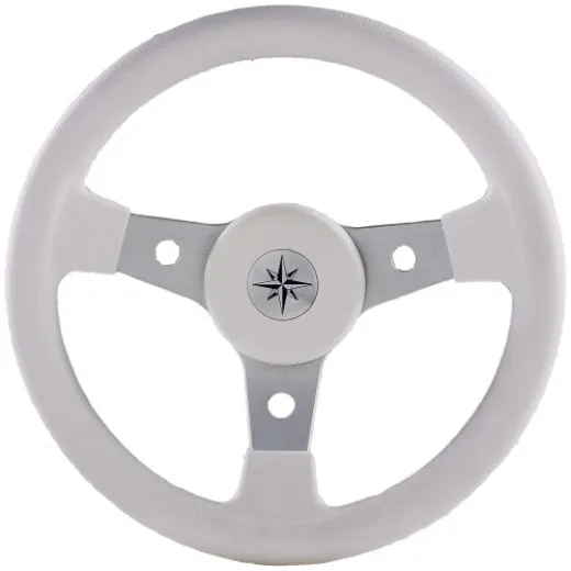 Allpa 3-Speichen Steuerrad Delfino Silber Aluminium Mit Weißem Vinyl Griff, Ø310mm, Tiefe 95mm