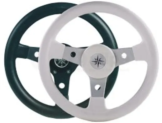 Allpa 3-Speichen Steuerrad Delfino Silber Aluminium Mit Weißem Vinyl Griff, Ø310mm, Tiefe 95mm
