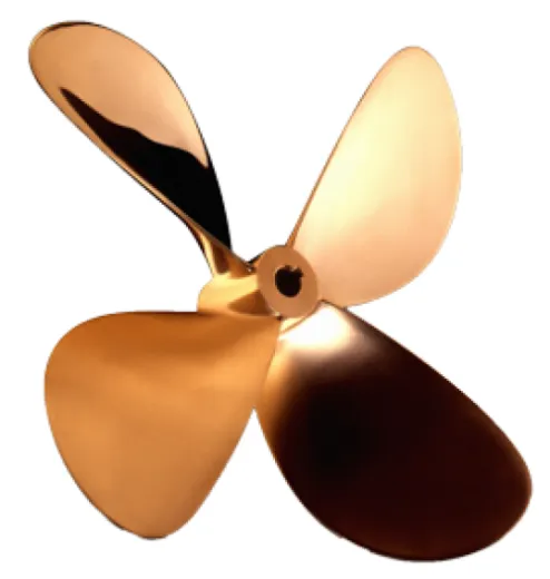 4-Blatt Bronzener Schiffspropeller Typ B7, 16X15, Wellenbohrung Ø30mm, Konus 1:10, Rechts
