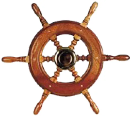 6-Speichen Steuerrad Typ 2 Klassiches Mahagoni Steuerrad Mit Adapter Für Zwei Konusse, Ø490mm