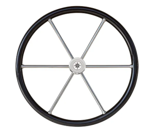 6-Speichen Steuerrad Typ 6c Niro Mit Carbonlook Griff Mit Fingerriffeln Inkl. Adapter, Ø600mm