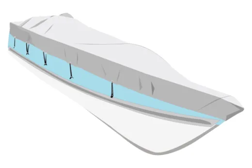 Abdeckplane Größe Tender, Silbergrau, Bootslänge 240-300cm, Bootsbreite 140-150cm