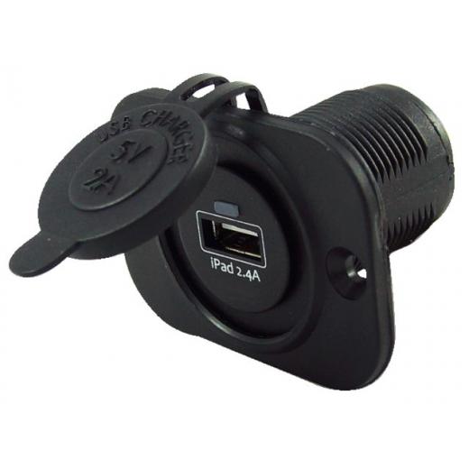 Adapter 1xUSB 2.4A Flushmount schwarz