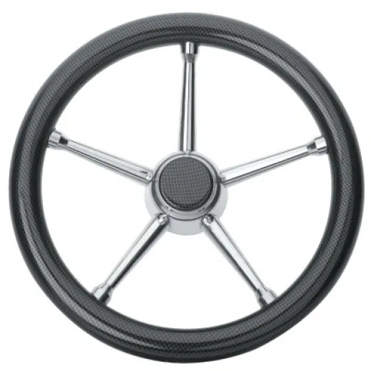 Allpa 6-Speichen Steuerrad Typ 6c Niro Mit Carbonlook Griff Mit Fingerriffeln Inkl. Adapter, Ø600mm