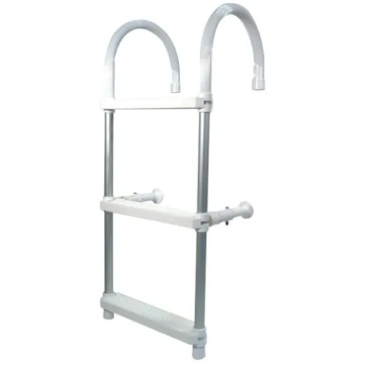 Allpa Aluminium Badeleiter Mit Haken, 4-Stufen, Mit Verstellbaren Distanzhaltern, L=1160mm, Rohr Ø25mm