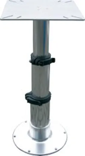 Allpa Aluminium Einstellbares Tischbein Tristar Mit 3-Stufen Gasdruckverstellung, H=335-714mm, Mit Flacher Fußplatte