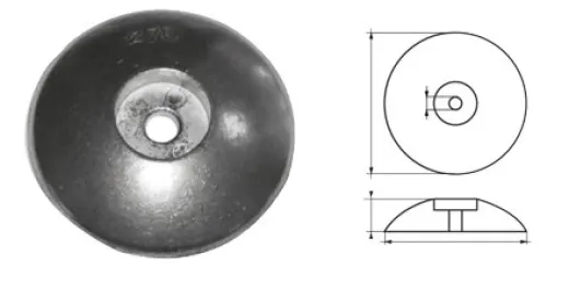 Allpa Aluminium Runde Ruderblattanode, Ø110mm