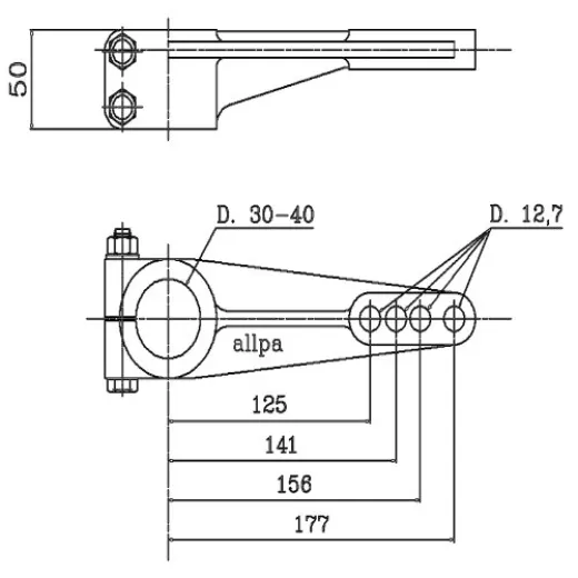 Allpa Aluminium Ruderarm Für Ruderwelle, Ø40mm