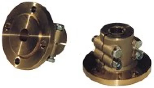 Allpa Bronzener Klemmflansch Mit Zentrierrand, Ø25mm-Welle, Zentrierrand Ø63,5mm, Lochkreis Ø82,5mm, 4x Ø10,5mm