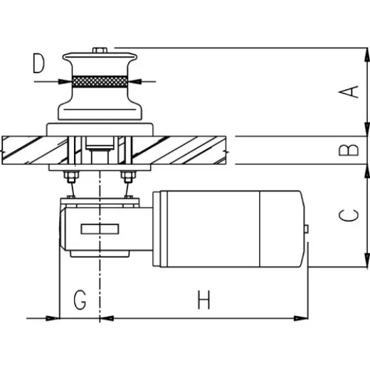 Allpa Capstan Vertikal, Modell T500, 12v, 500w