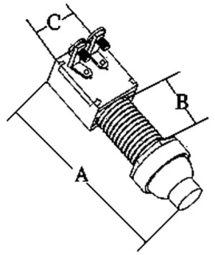 Allpa Druckschalter 12v, 2-Positionen, A=28mm, B=14mm, C=18mm, Roter Druckknopf, Max. 20a