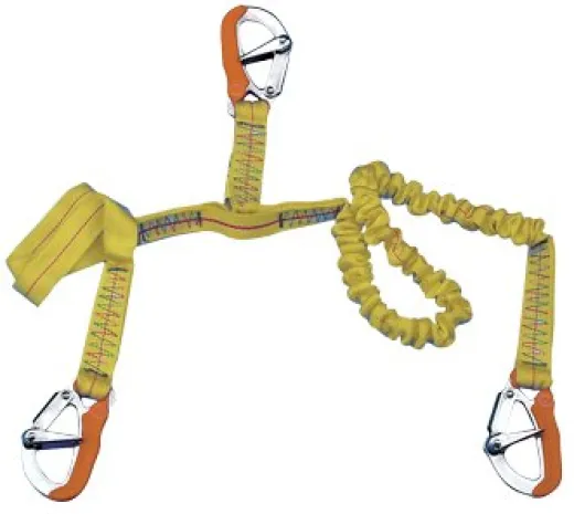 Allpa Elastische Sicherheitsleine Mit 3 Niro Karabinerhaken, L=1000-1900mm + 1000mm, Gelb
