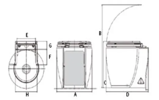 Allpa Elektrische Toilette Modell Laguna Hydro-Vakuum, 12v/15a