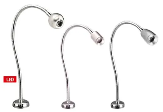 Allpa Flexible Led-Kartenleselampe, Messing-Verchromt, 8-30v/1,2w, Led 1x 1w, Warm White, Mit Schalter
