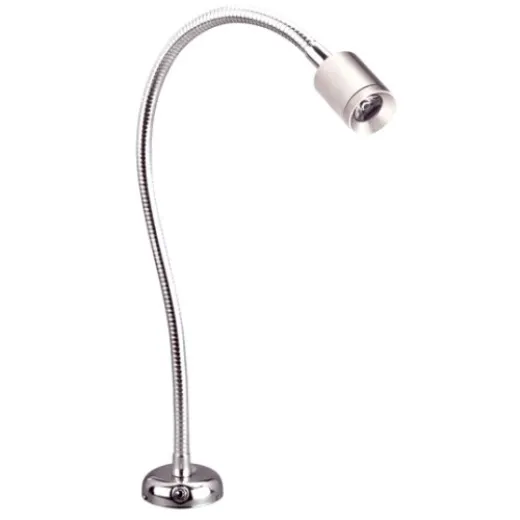 Allpa Flexible Led-Kartenleselampe, Messing-Verchromt, 8-30v/1,2w, Led 1x 1w, Warm White, Mit Schalter
