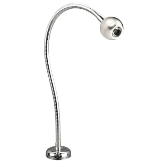 Allpa Flexible Led-Kartenleselampe, Messing-Verchromt, 8-30v/1,2w, Led 1x 1w, Warm White, Mit Schalter