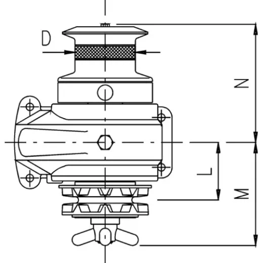 Lofrans Windlasses Handankerwinde Horizontal, Modell Royal, 10mm, Mit Spillkopf