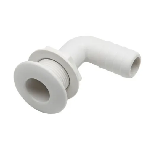 Allpa Kunststoff Rechtwinkliger Borddurchlass, Ø1-1/2X38mm, Weiß