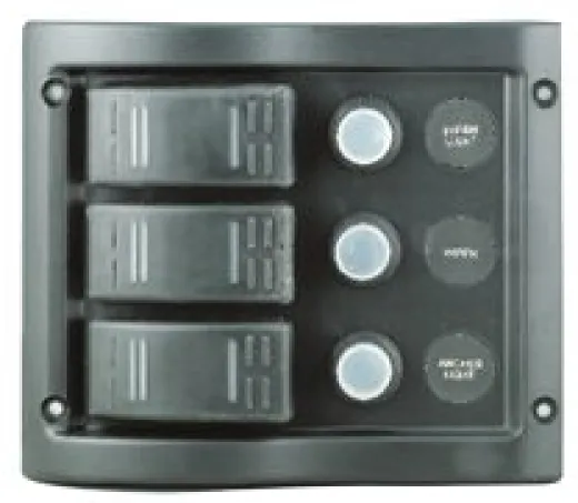 Allpa Kunststoff Schalttafel, 12v, 3-Schalter & Led-Indikator, Automatischen Sicherungen (5a, 10a, 15a)