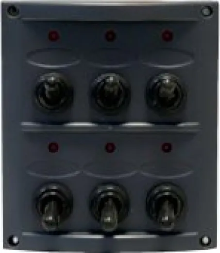 Allpa Kunststoff Schalttafel, 12v, 6-Schalter, 15a Sicherungen, Inkl. Labelsatz, Schwarz
