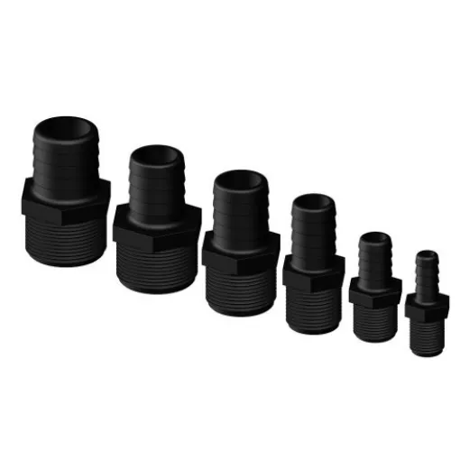 Allpa Kunststoff Schlauchtülle, Gerade, Ø1-1/2X32mm, Mit Außengewinde, Schwarz
