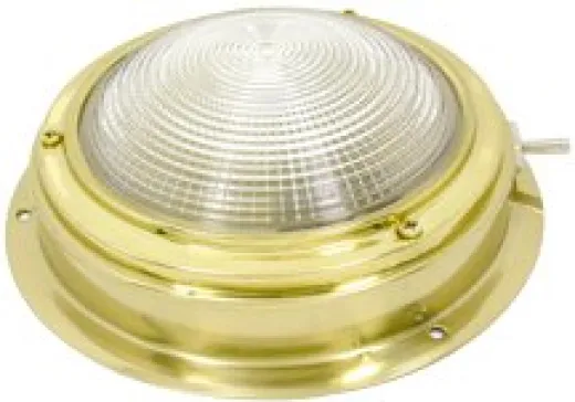 Allpa Messing Kajütlampe Mit Geriffelter Linse, 12v/15w, A=170mm, B=115mm, Mit Ventilation & Schalter