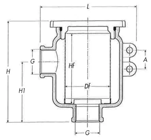 Allpa Nickel-Beschichteter Messing Kühlwasserfilter Mit Niro 316 Sieb, 3/8, H=105mm, 1800l/Std