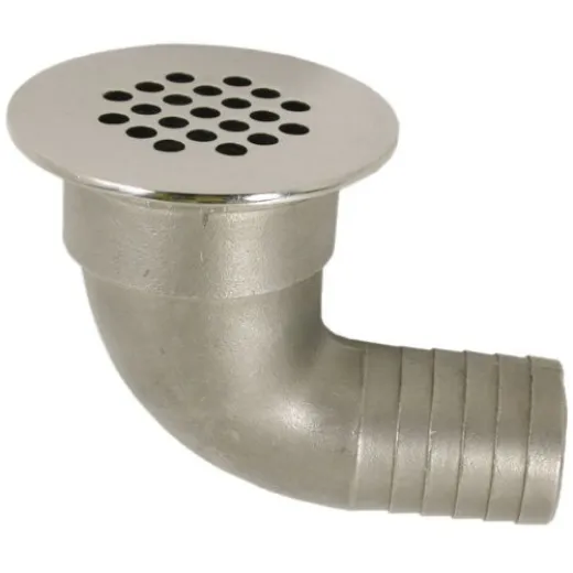 Allpa Niro Abfluss 90° Mit Gitter, Abm. A=16mm, B=15mm, C=36mm, D=42mm