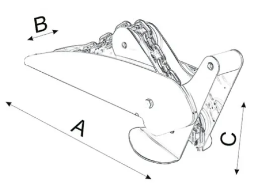 Allpa Niro Ankerbugrolle, A=540mm, B=90mm, C=100mm (Kippbar, Bis 30kg)