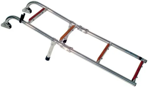 Allpa Niro Badeleiter, 2+3-Mit Teakholz-Stufen, Abm. Ausgeklappt 254x1085mm, Rohr Ø22mm