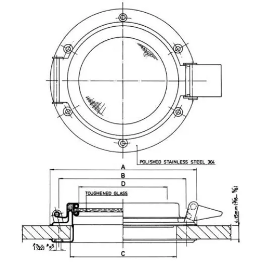 allpa NIRO BullAuge Ø190mm Aufklappbare Modell mit Bruchsicheres Glas Lochmaß Ø141mm