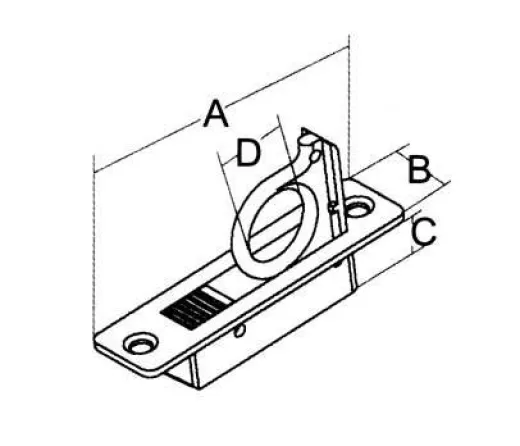 Allpa Niro Einlaßgriff-/Bodenheber, Hochklappend, A=83mm, B=21mm, C=12mm (16mm Für Ring), D=19mm