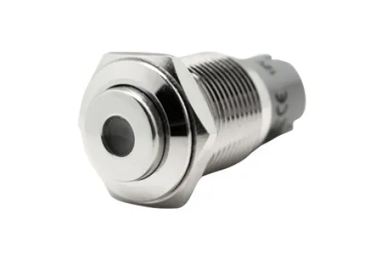 Allpa Niro Punkt Led Druckschalter, On/Off, 24v, Bohrloch Ø16mm, Einbautiefe 36mm, Blau Led