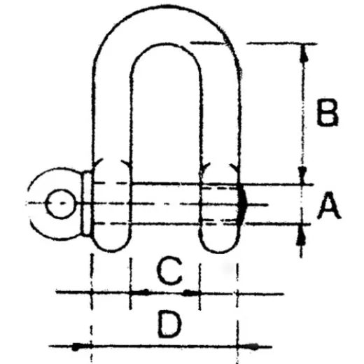 Allpa Niro Schäkel, A=Ø12mm, B=48mm, C=24mm, D=48mm (Bruchlast 7000kg)