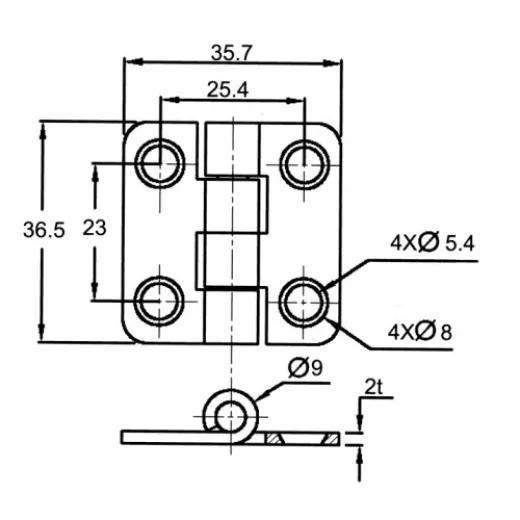 allpa NIRO Scharnier mit Abdeckung für Schranktüre 37x36x2mm