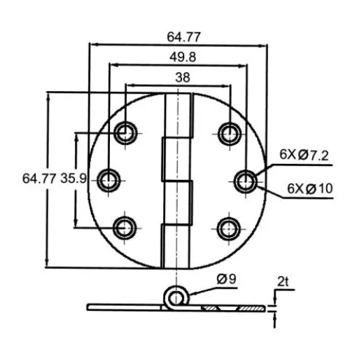 Allpa Niro Scharnier Mit Abdeckung Für Schranktüre, 64,7x64,7x2mm