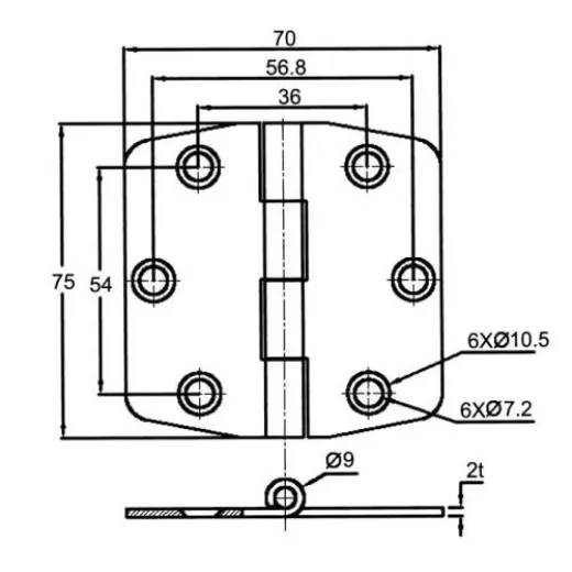 Allpa Niro Scharnier Mit Abdeckung Für Schranktüre, 75x75x2mm