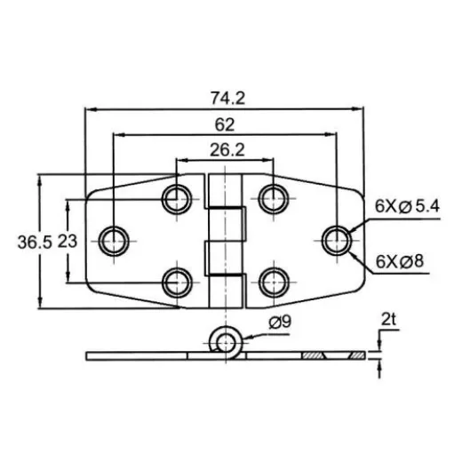 Allpa Niro Scharnier Mit Abdeckung Für Schranktüre,, 76,2x37x2mm