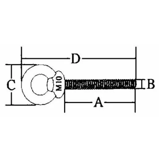 Allpa Schraube Mit Niro Auge, A=120mm, B=12mm, C=56mm, D=177mm