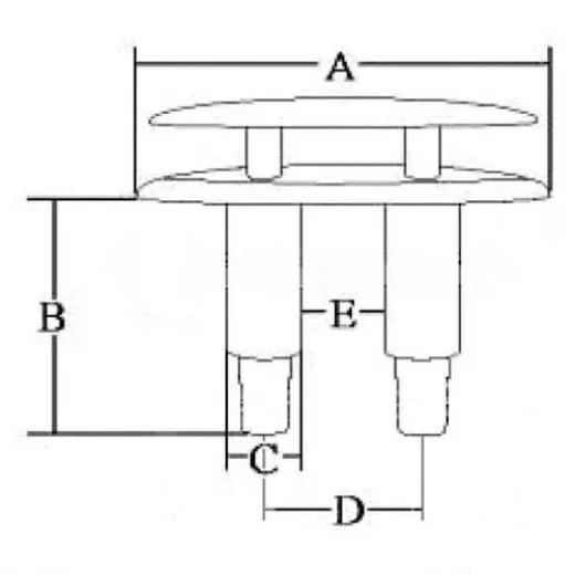 Allpa Niro Versenkbare Klampe, A=126mm, B=64mm, C=22mm, D=46mm, E=22mm