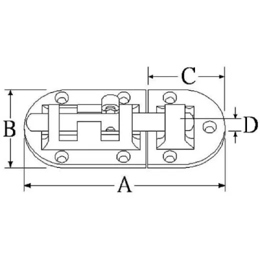 Allpa Niro Vorschieberiegel, A=90mm, B=38mm, C=36mm, D=17mm