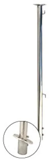 Allpa Niro Flaggenstock, L=600mm Ø25mm, Mit 2 Haken Mit Klicksystem