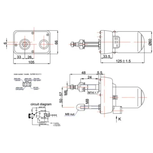 Allpa Scheibenwischer Motor Modell Bravo(Zd1230ba), 2-Speed, 12v/20w, 90° Wischwinkel, Mit Parkstellung