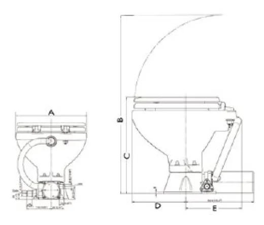 Allpa Space Saver Elektrische Toilette, 24v, Zufuhr Ø19mm, Abfuhr Ø25mm, Gewicht 9kg (Soft-Close)