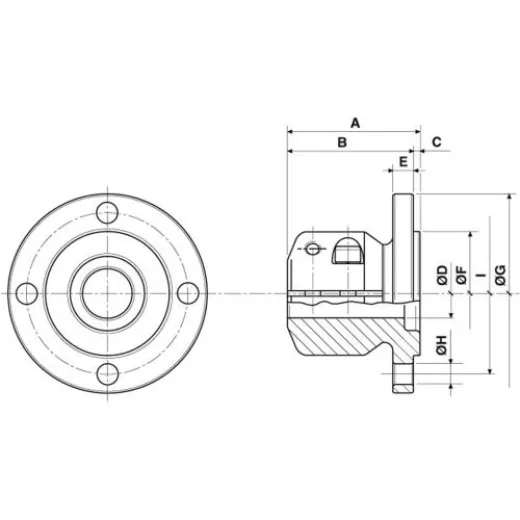 Allpa Stählerner Klemmflansch Mit Zentrierrand, Ø25mm-Welle, Zentrierrand Ø60mm, Lochkreis Ø80mm, 4x Ø10,5mm (Volvo)