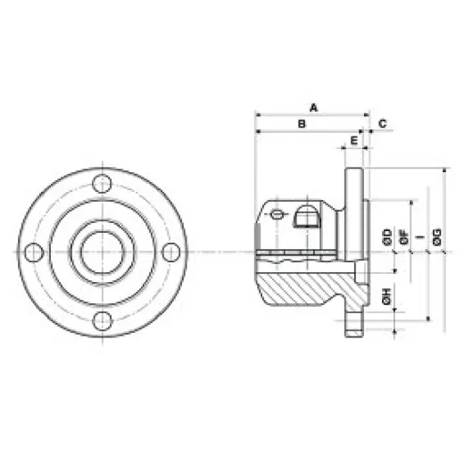 Allpa Stählerner Klemmflansch Mit Zentrierrand, Ø30mm-Welle, Zentrierrand Ø78mm, Lochkreis Ø100mm, 4x Ø10,5mm (Yanmar)