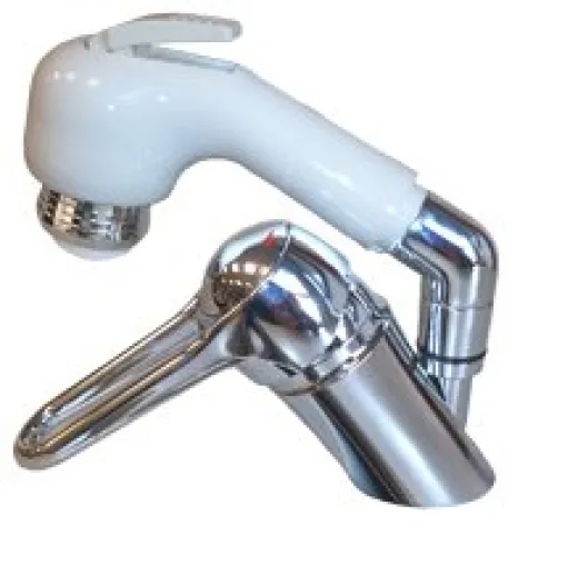 Allpa Verchromter 1-Hebel-Mischhahn Mit Handdusche, H=150mm, Ø45mm, Schlauchlänge=2m