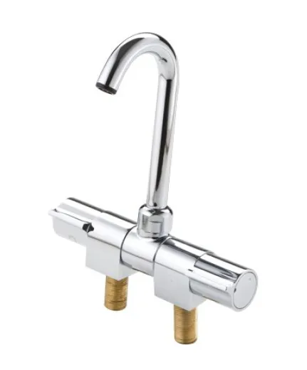 Allpa Verchromter 2-Knöpfe-Mischhahn, Drehbar, Auslauf Ø14mm, Anschluss 3/8, A=60mm, B=140mm, C=180mm, D=155mm, E=60mm